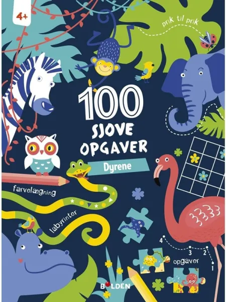 100 sjove opgaver: Dyrene (fra 4 år) - Hobby - paperback